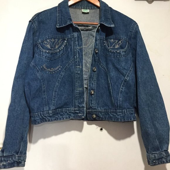 VINTAGE BIANCA MARIA CASELLI CROPPED DENIM JACKETS SIZE S - Picture 2 of 10